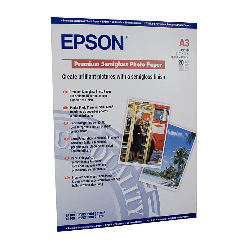 EPSON S041334 S Gloss Paper A3 pack showcasing premium glossy finish and A3 size for vibrant prints.